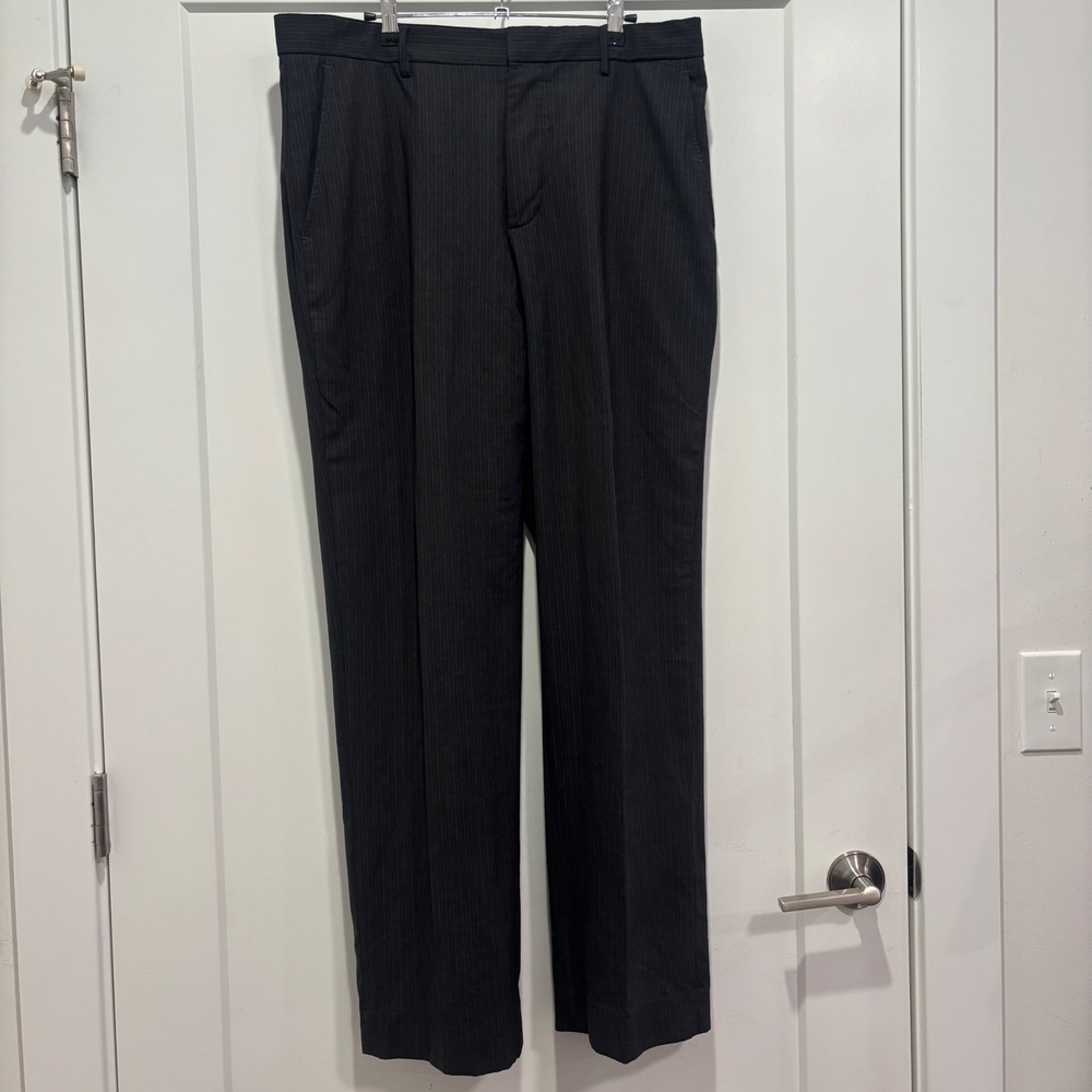 Banana Republic Mens 35x34 Wool Blend Pinstripe Dress Pants Charcoal Gray